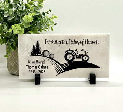 Farmer Memorial Stone - Custom Bereavement Gift | Outdoor Garden Plaque