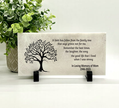 Family Tree Memorial Stone - Personalized Sympathy Gift | Custom Bereavement Tribute