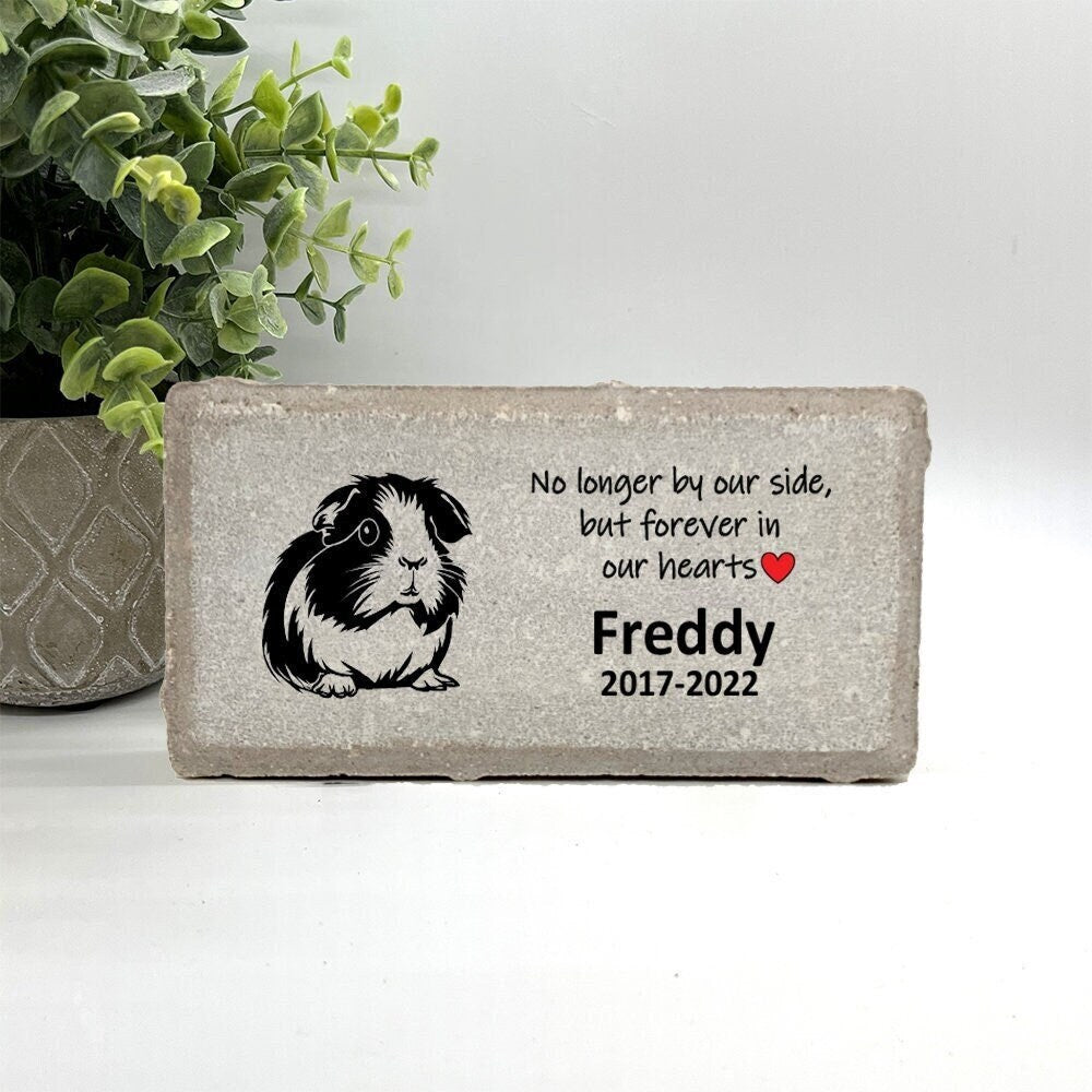Personalized Guinea Pig Memorial Gifts with a variety of indoor and outdoor stone choices at www.florida-funshine.com. Our Custom Pet Memorial Stones serve as heartfelt sympathy gifts for those grieving a pet loss, ensuring a lasting tribute cherished for years. Enjoy free personalization, quick shipping in 1-2 business days, and quality crafted memorials made in the USA.
