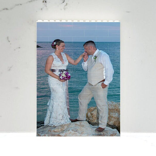 Vertical Photo Block made from Lego Compatible Bricks, Personalized Building Block Puzzle, Gift, Engagement, Birthday, Anniversary, New Pet