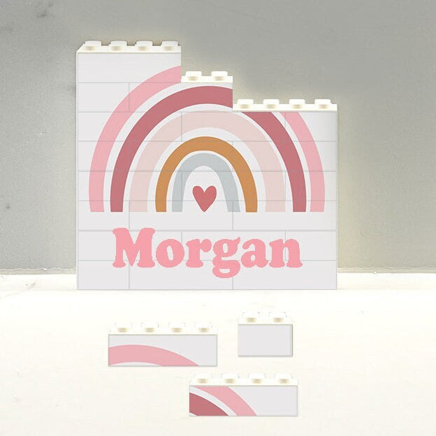 Rainbow Puzzle Personalized with Name and heart, Brick Puzzle, Valentines Day Gift, Custom block puzzle