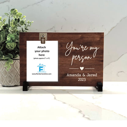 You're my Person, Personalized Wood frame, Engagement gift for couple, Wedding Gift, Wood color choice