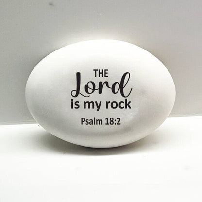 The LORD is my rock - Cutom faux stone featuring Psalm 18:2 for indoors or outdoors. Religious Gift Stone - Custom Rock with psalm