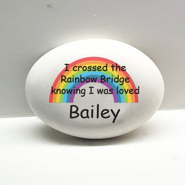 Crossed the Rainbow Bridge Memorial Stone, Pet Memorial Gift, Pet Remembrance Gift, Cat Memorial Gift, Pet Loss Gift, Dog Memorial Stone