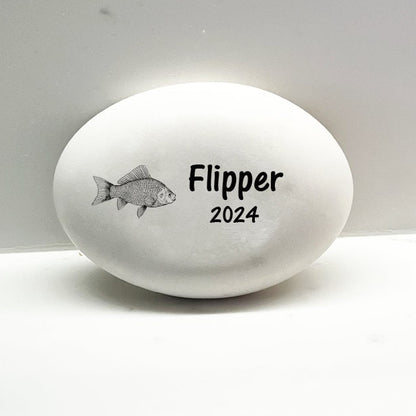 Fish Memorial Stone- Personalized Pet Keepsake- Pet Loss Gift - Custom Fish Sympathy Gift - Pet Condolence Gift- Fish Burial Marker