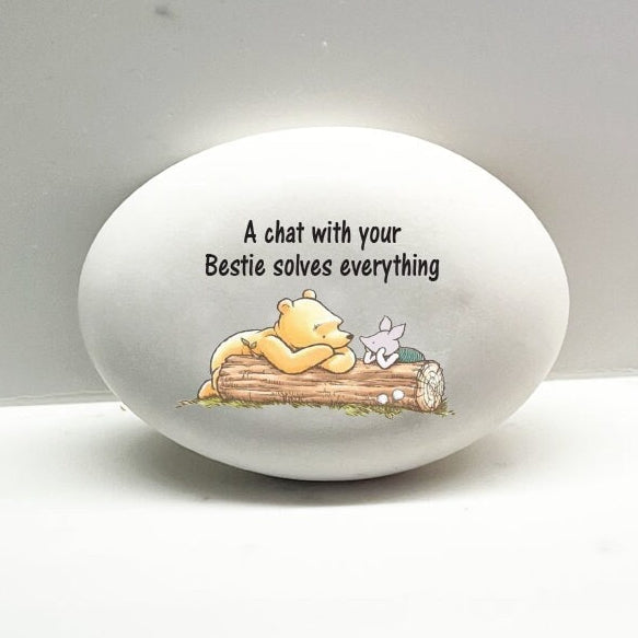 A chat with your Bestie solves everything - Cutom stone for indoors or outdoors. Religious Gift Stone - Custom Bestie Rock