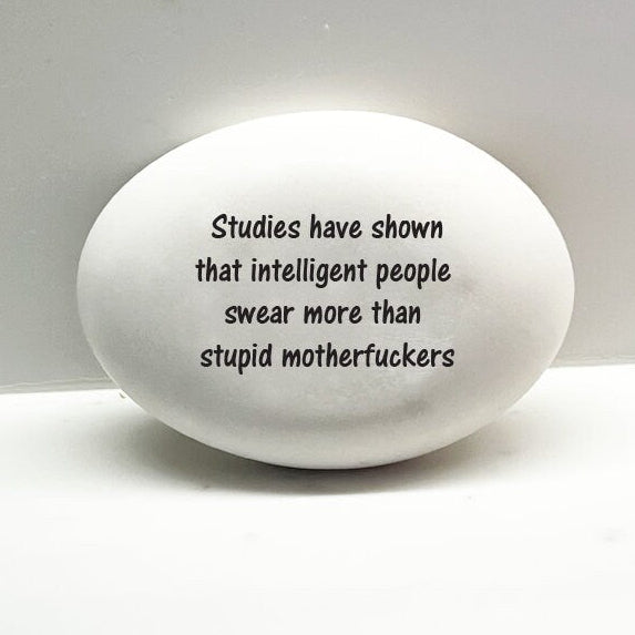 Funny gift for people who swear a lot! Intelligent people swear more than stupid motherfuckers. Cutom desk stone. Unique gift
