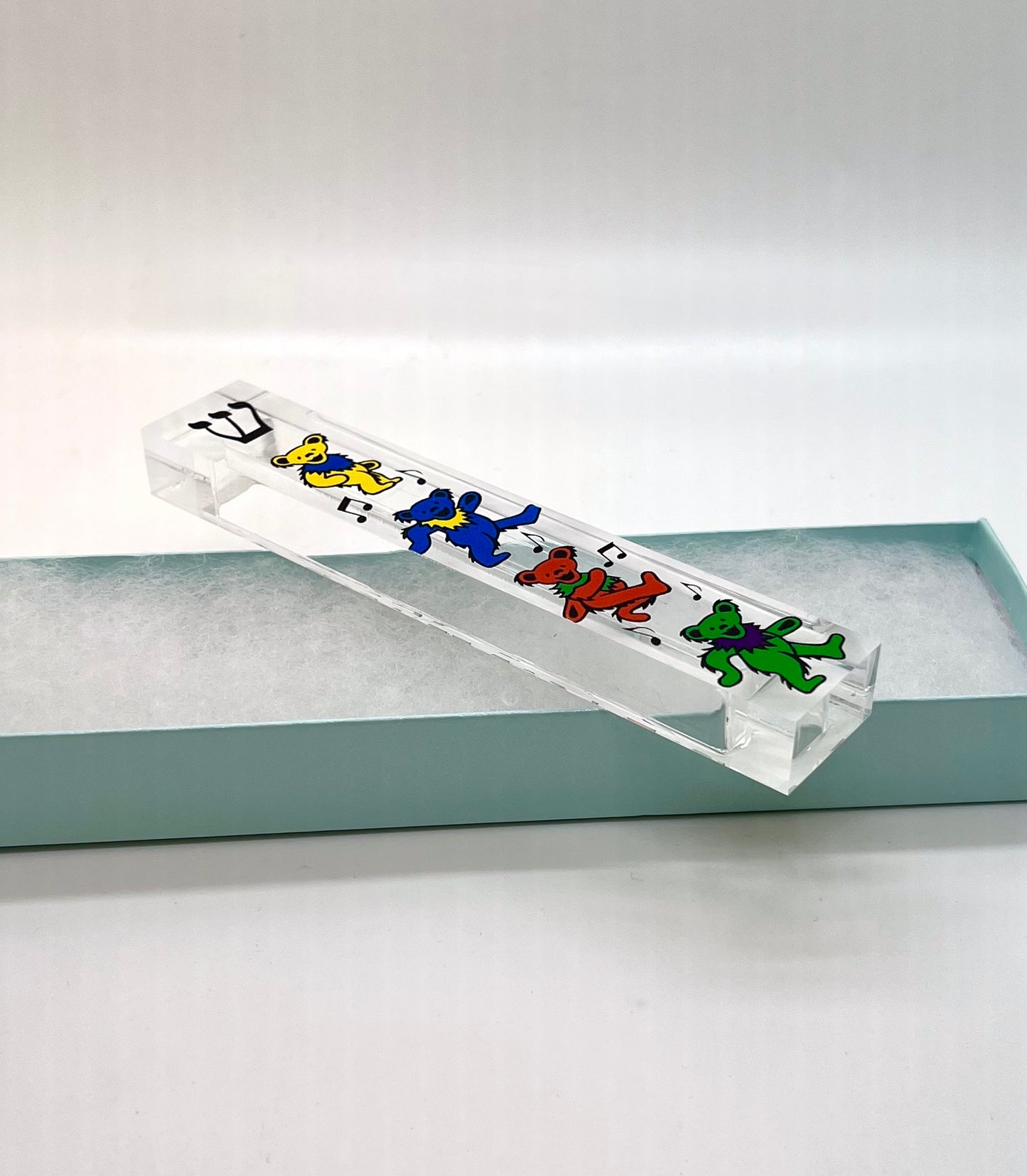 Dancing Bears Mezuzah - Clear Acrylic Mezuzah Case | Modern Judaica Gift