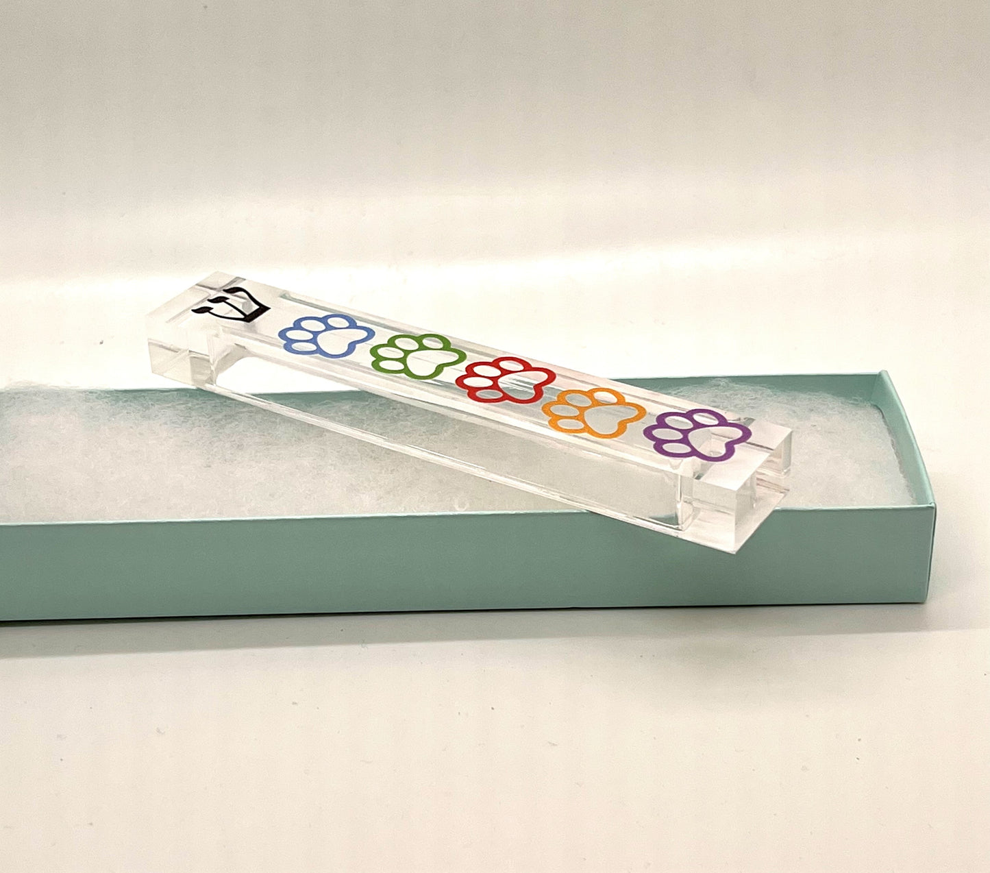 Paw Print Mezuzah – Personalized Acrylic Case | Jewish Gift for Pet Lovers