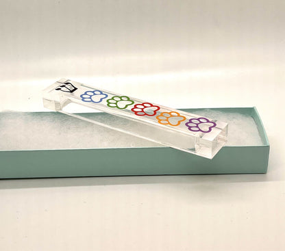 Paw Print Mezuzah – Personalized Acrylic Case | Jewish Gift for Pet Lovers